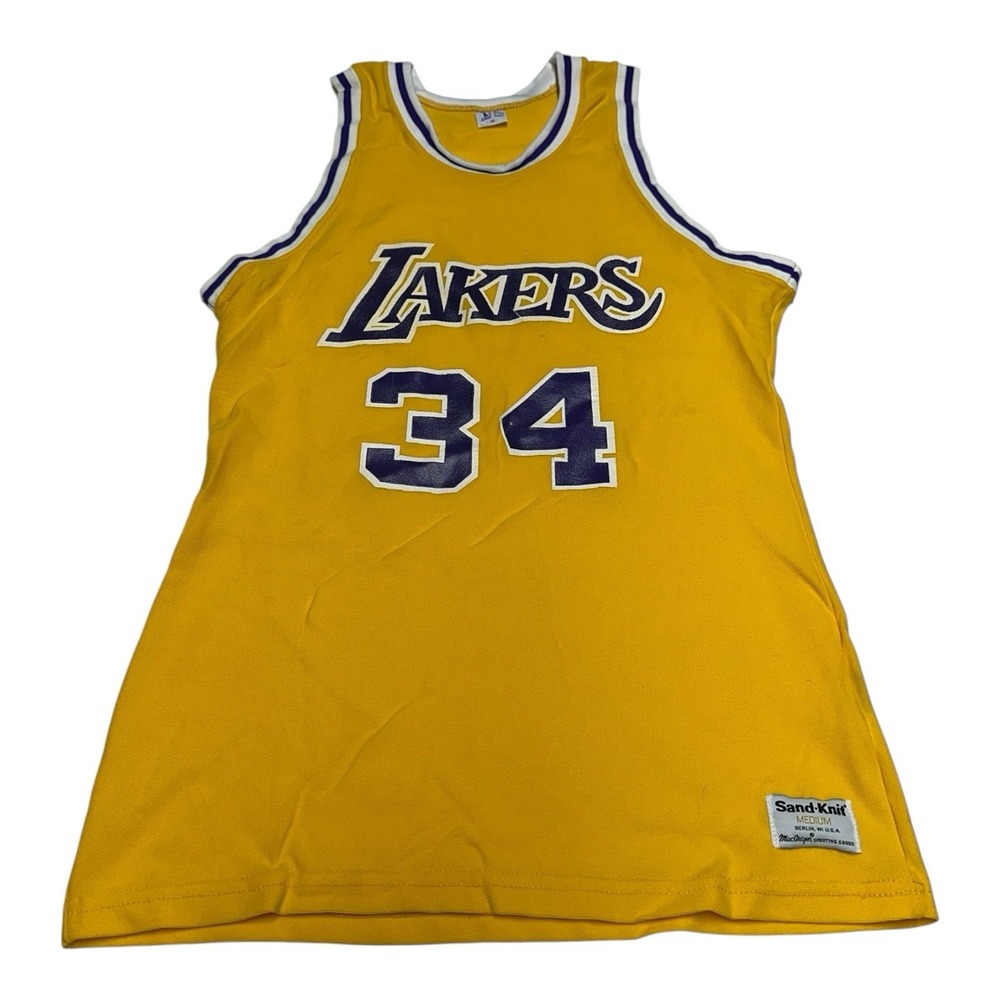 Vintage 80s-90s Sand Knit Macgregor Los Angeles Lakers Jersey #34 Men's Size M